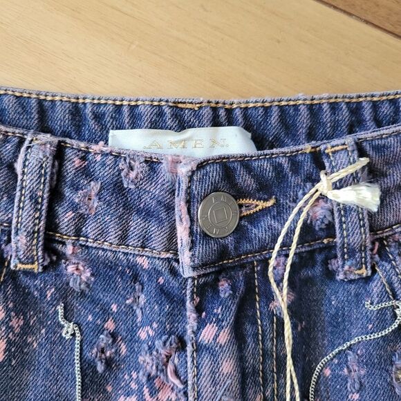 AMEN COUTURE Chain tessle Hot Denim Shorts size 40 4 S - Picture 8 of 9